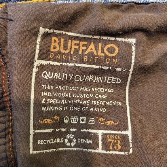 Buffalo David Bitton Mens 38x31 Ruffer Straight Stretch Blue Jeans Distressed - Picture 6 of 11
